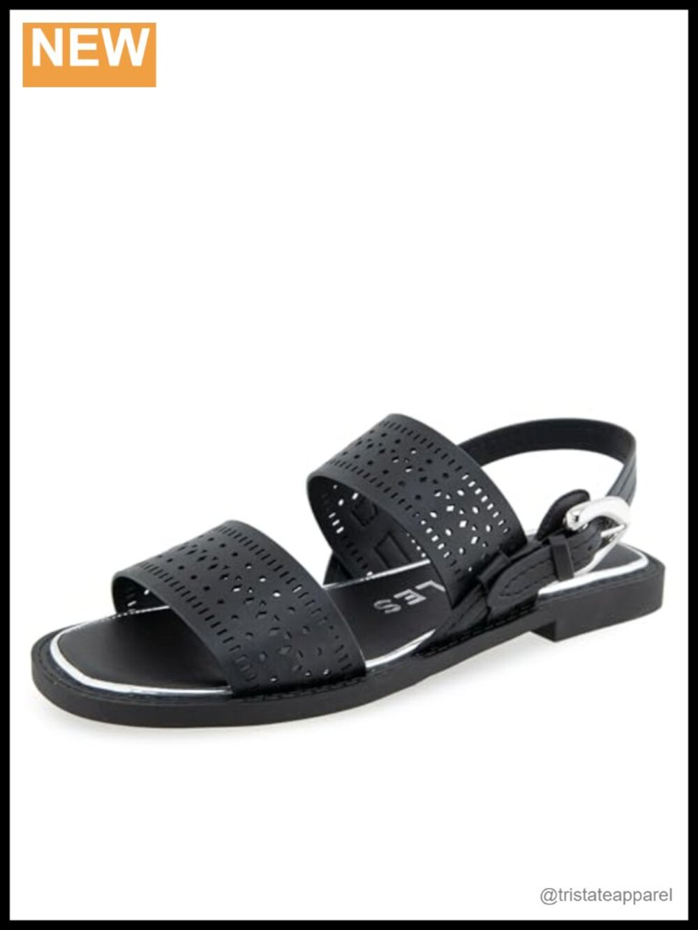 Aerosoles Faux Leather Perforated Flat Sandals Adjustable Buckle Walking